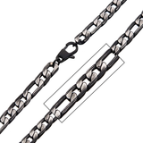 BLACK EON CHAIN Black Steel Flat Figaro Link Chain for Men