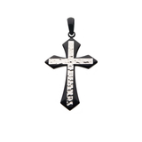DUAL CROSS Hammered Steel and Black Steel Cross Chain Pendant for Men