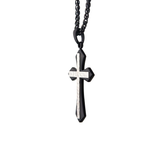 DUAL CROSS Hammered Steel and Black Steel Cross Chain Pendant for Men