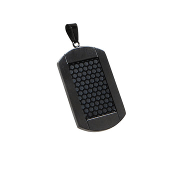 HONEYCOMB GUNMETAL DOG TAG Black and Gunmetal Stainless Steel