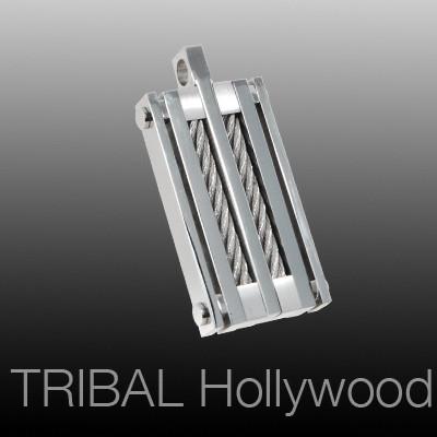 Mens Necklace Pendant LOCOMOTIVE DOGTAG Heavy Duty Steel with Cables | Tribal Hollywood
