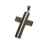 DIVIDED CROSS Black and Rose Gold Steel Chain Pendant for Men