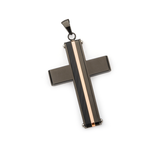 DIVIDED CROSS Black and Rose Gold Steel Chain Pendant for Men
