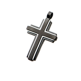 MOUNTED CROSS Black and Stainless Steel Framed Chain Pendant for Men