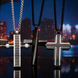 MOUNTED CROSS Black and Stainless Steel Framed Chain Pendant for Men