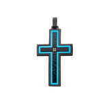 BLUE SPARK Blue and Hammered Black Steel Cross Chain Pendant for Men
