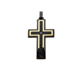 GOLD SPARK Gold Steel and Hammered Black Cross Chain Pendant for Men