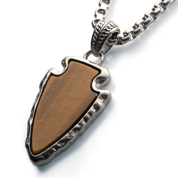 JUNGLE ARROW Pendant Necklace for Men with Tiger Eye Stone