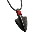 ARSENAL Arrowhead Pendant Chain in Antique Gunmetal Steel with Red Leather