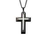 MOUNTED CROSS Stainless Steel and Antique Steel Mens Chain Necklace