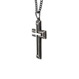 MOUNTED CROSS Stainless Steel and Antique Steel Mens Chain Necklace