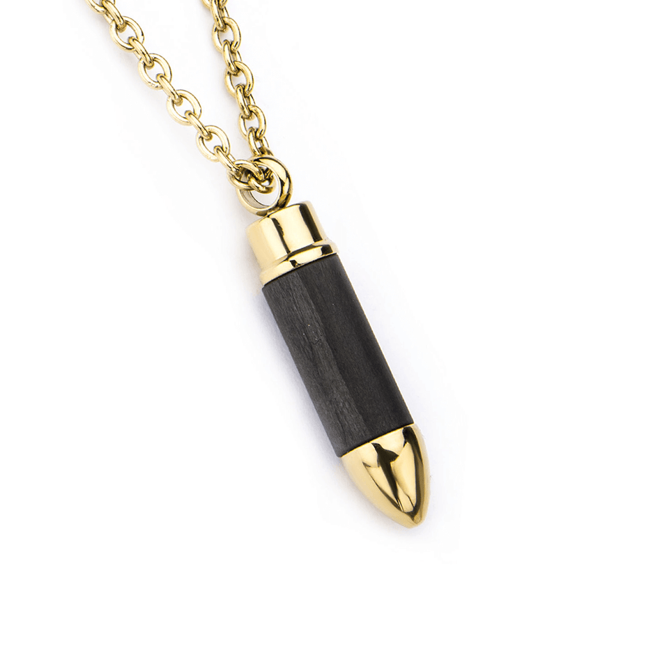 GOLD AMMO Bullet Necklace Pendant Chain for Men in Stainless Steel