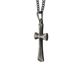 AGED CROSS Antique Steel Mens Pendant Necklace with Curb Link Chain
