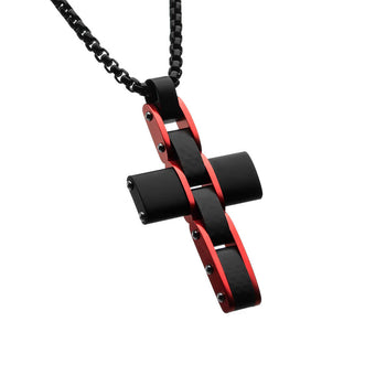 SEGWAY CROSS Red Steel and Black Carbon Fiber Pendant Chain for Men