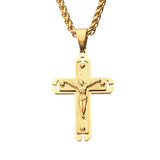 MISSIONARY Modern Crucifix Cross Pendant Chain in Gold Steel