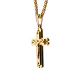 MISSIONARY Modern Crucifix Cross Pendant Chain in Gold Steel