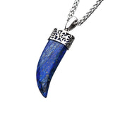 CLAPPERCLAW Blue Lapis Stone and Steel Pendant Chain for Men