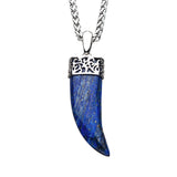 CLAPPERCLAW Blue Lapis Stone and Steel Pendant Chain for Men