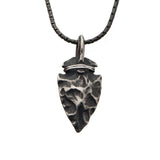 REMNANT Arrowhead Pendant Chain in Hammered Antique Gunmetal Steel
