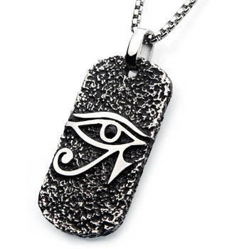 EYE OF HORUS Dog Tag Pendant Necklace for Men in Stainless Steel