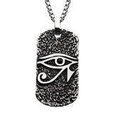 EYE OF HORUS Dog Tag Pendant Necklace for Men in Stainless Steel - Front View