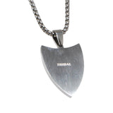 Pointed PASSION CROSS SHIELD Black Stainless Steel Mens Cross Necklace