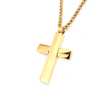 OBLIQUE GOLD CROSS NECKLACE Modern Architecture Style Pendant Chain