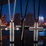 OBLIQUE BLACK CROSS NECKLACE Modern Architecture Style Pendant Chain