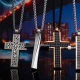 OBLIQUE CROSS NECKLACE Modern Architecture Style Pendant Chain