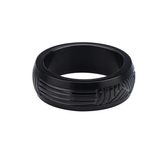 TIRE TREAD RING Etched Black Stainless Steel Mens Ring Band