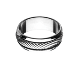 CASTED STEEL BAND Ring for Men with Striped Design Inlay