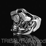 REVVER Engine Block Ring for Men in Stainless Steel