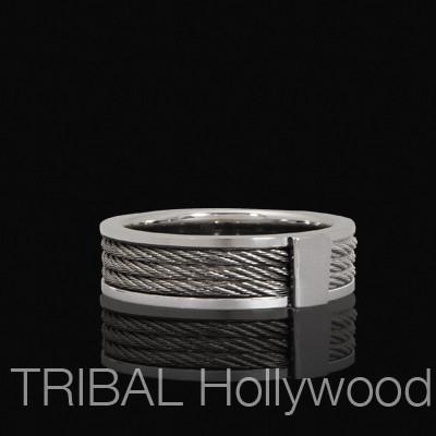 STEEL ROPE Twisted Cable Ring For Men