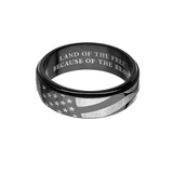 BLACK FLAG RING American Flag Design Mens Steel Spinner Ring Band