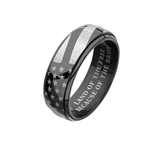 BLACK FLAG RING American Flag Design Mens Steel Spinner Ring Band