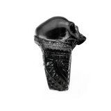 ANCIENT SKULL BLACK Steel Mens Ring with Rugged Skull Design