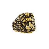 GOLDEN LION RING for Men with Lion Head Etched in Gold Steel