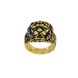 GOLDEN LION RING for Men with Lion Head Etched in Gold Steel