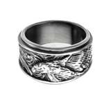 BLACK FALCON RING Antique Black Steel Mens Ring Band