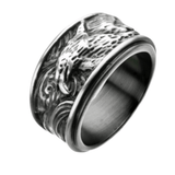 BLACK FALCON RING Antique Black Steel Mens Ring Band