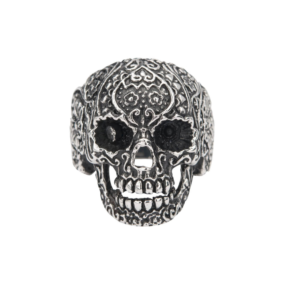 Skull Ring | Ring Collection - Cobalt Blue Steel Ring | Sanity Jewelry 19