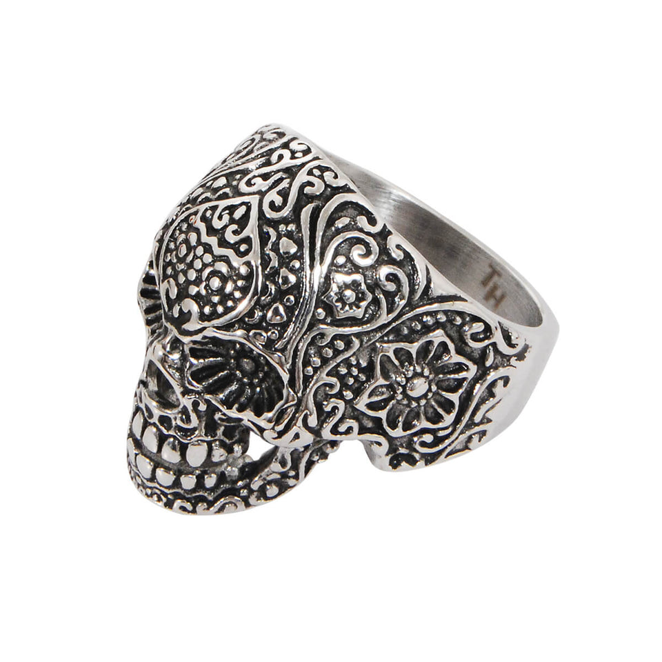 Skull Ring | Ring Collection - Cobalt Blue Steel Ring | Sanity Jewelry 6
