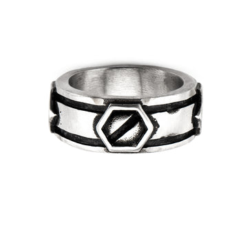 SCREWBOLT RING Modern Industrial Style Steel Mens Ring