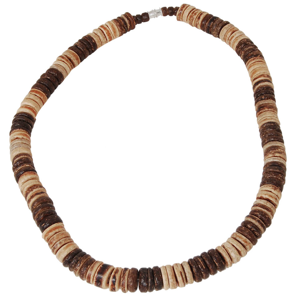 MAI TAI Brown Coconut Shell Discs Hawaiian Mens Bead Choker Necklace