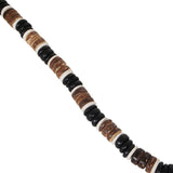 MOLOKAI Brown and Black Coconut Shell Hawaiian Bead Mens Choker Necklace - Close-up