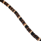 NIHAU Brown White and Black Coconut Shell Hawaiian Bead Mens Choker Necklace - Close-up