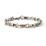 John Varvatos BRASS AND SILVER LINK Hammered Mens Bracelet