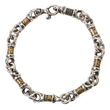 John Varvatos BRASS AND SILVER LINK Hammered Mens Bracelet