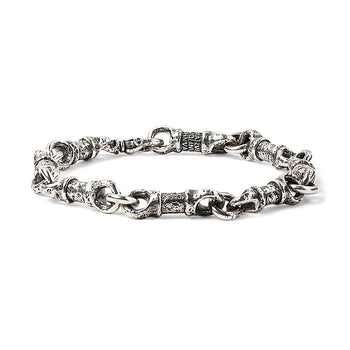 John Varvatos SILVER LINK Hammered Mens Bracelet