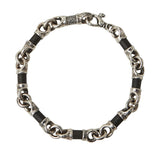 John Varvatos OBSIDIAN AND SILVER LINK Hammered Mens Bracelet